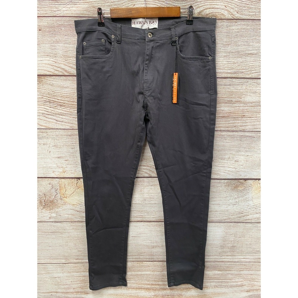 Hawk's‎ Bay Thin Jeans Mens 38X32 Charcoal Skinny Stretch Five Pocket Jeans New